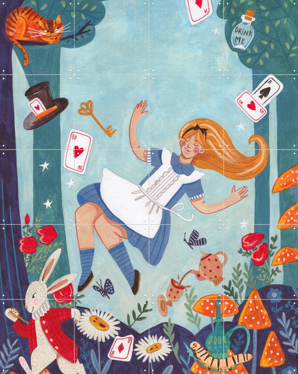 IXXI Alice in Wonderland, Caroline Bonne Müller & Various - 80 x 100 cm - Gratis ophangtool - Grote wanddecoratie en posters - Cartoonesk, Speels