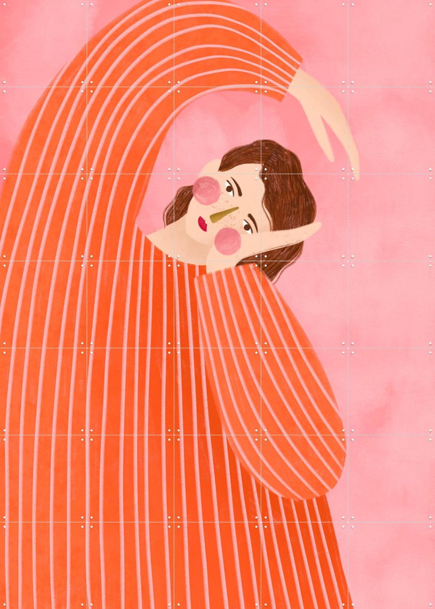 IXXI Whimsical, Bea Müller & Various - 100 x 140 cm - Gratis ophangtool - Grote wanddecoratie en posters - Speels, Illustraties, Kleurrijk, Strepen
