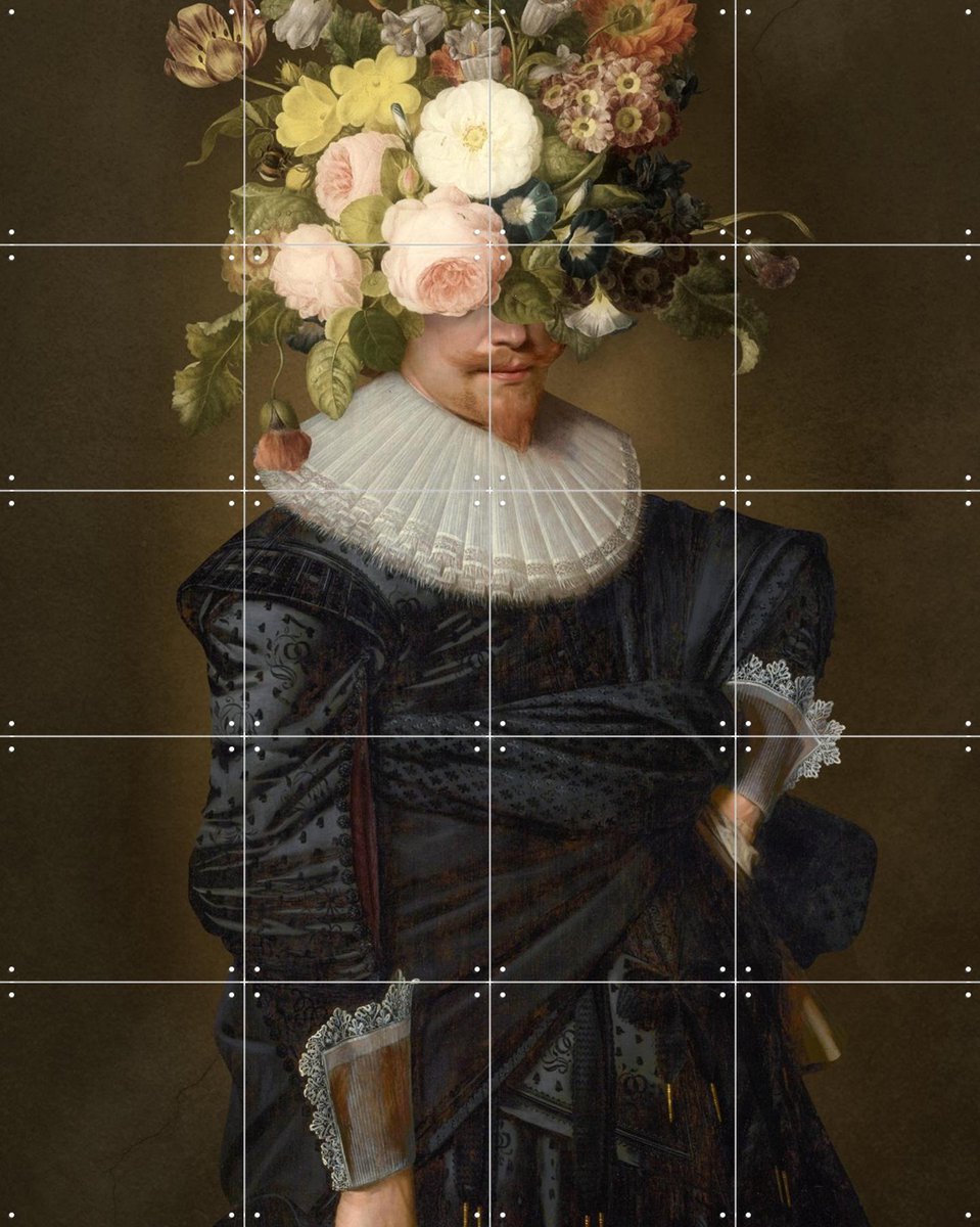 IXXI Portrait of a Man, Marja van den Hurk - 80 x 100 cm - Gratis ophangtool - Grote wanddecoratie en posters - Schilderijen, Surrealisme, Grafisch