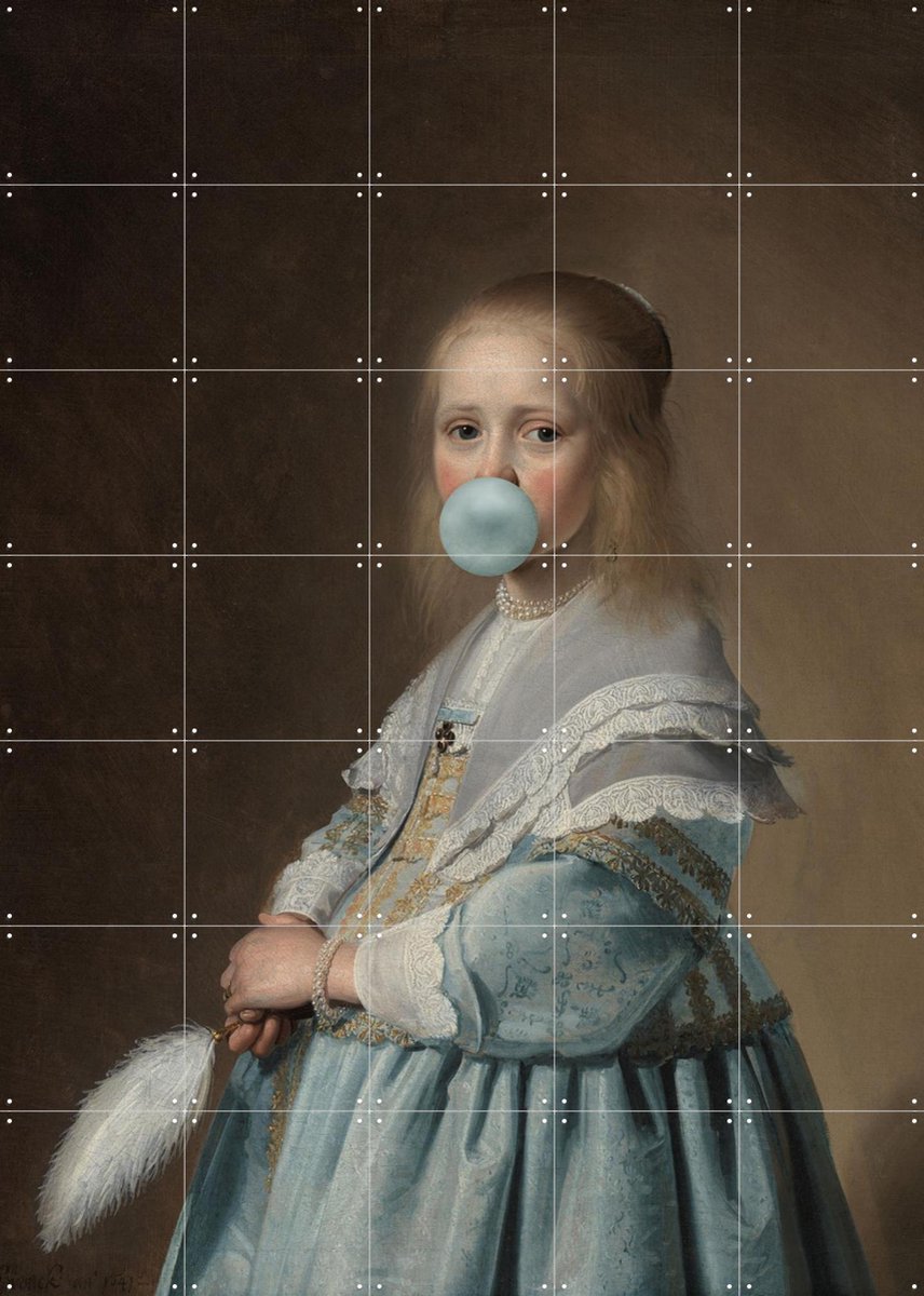IXXI Portret van een Meisje, Marja van den Hurk - 100 x 140 cm - Gratis ophangtool - Grote wanddecoratie en posters - Klassiek, Realisme