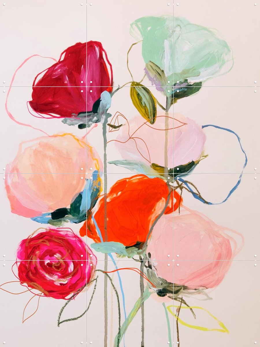 IXXI Time, Leigh Viner - 60 x 80 cm - Gratis ophangtool - Grote wanddecoratie en posters - Abstract, Kleurrijk, Kwaststreken, Illustraties, Woonkamer