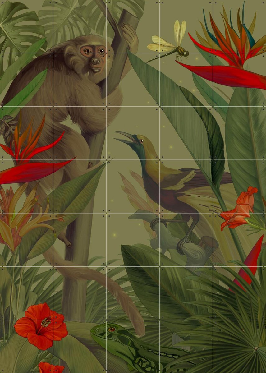 IXXI Welcome to the Jungle, Nettsch - 100 x 140 cm - Gratis ophangtool - Grote wanddecoratie en posters - Digitale Kunst, Illustraties, Grafisch