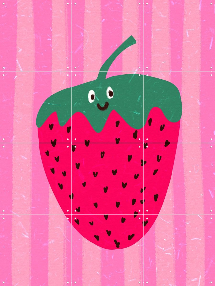 IXXI Hello Strawberry, Raissa Oltmanns - 60 x 80 cm - Gratis ophangtool - Grote wanddecoratie en posters Kinderkamer, Babykamer, Kinderen