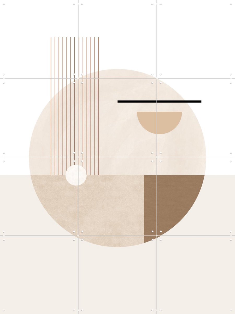 IXXI Neutral Semicircles Poster No.2, Elena Ristova & Various - 60 x 80 cm - Gratis ophangtool - Grote wanddecoratie en posters - Abstract