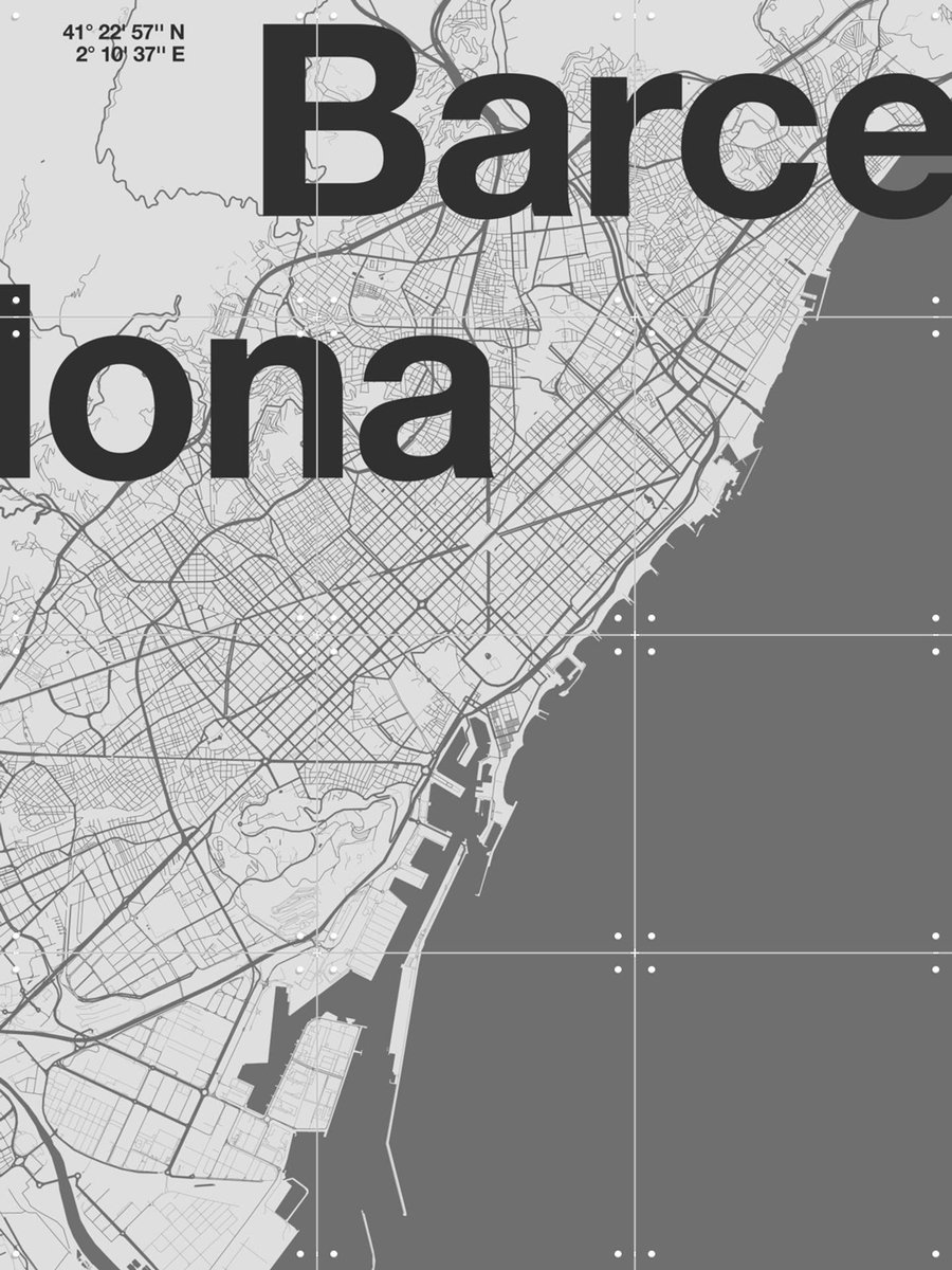 IXXI Barcelona Map, Florent Bodart - 60 x 80 cm - Gratis ophangtool - Grote wanddecoratie en posters - Illustraties, Typografie, Digitale Kunst