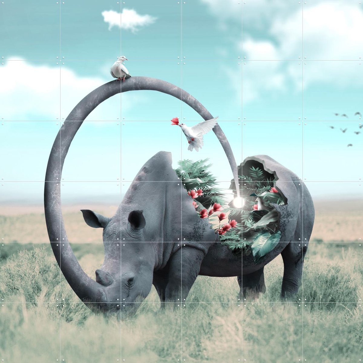 IXXI Secret Garden, Julien Tabet - 120 x 120 cm - Gratis ophangtool - Grote wanddecoratie en posters - Gemengde Technieken, Surrealisme, Fotografie