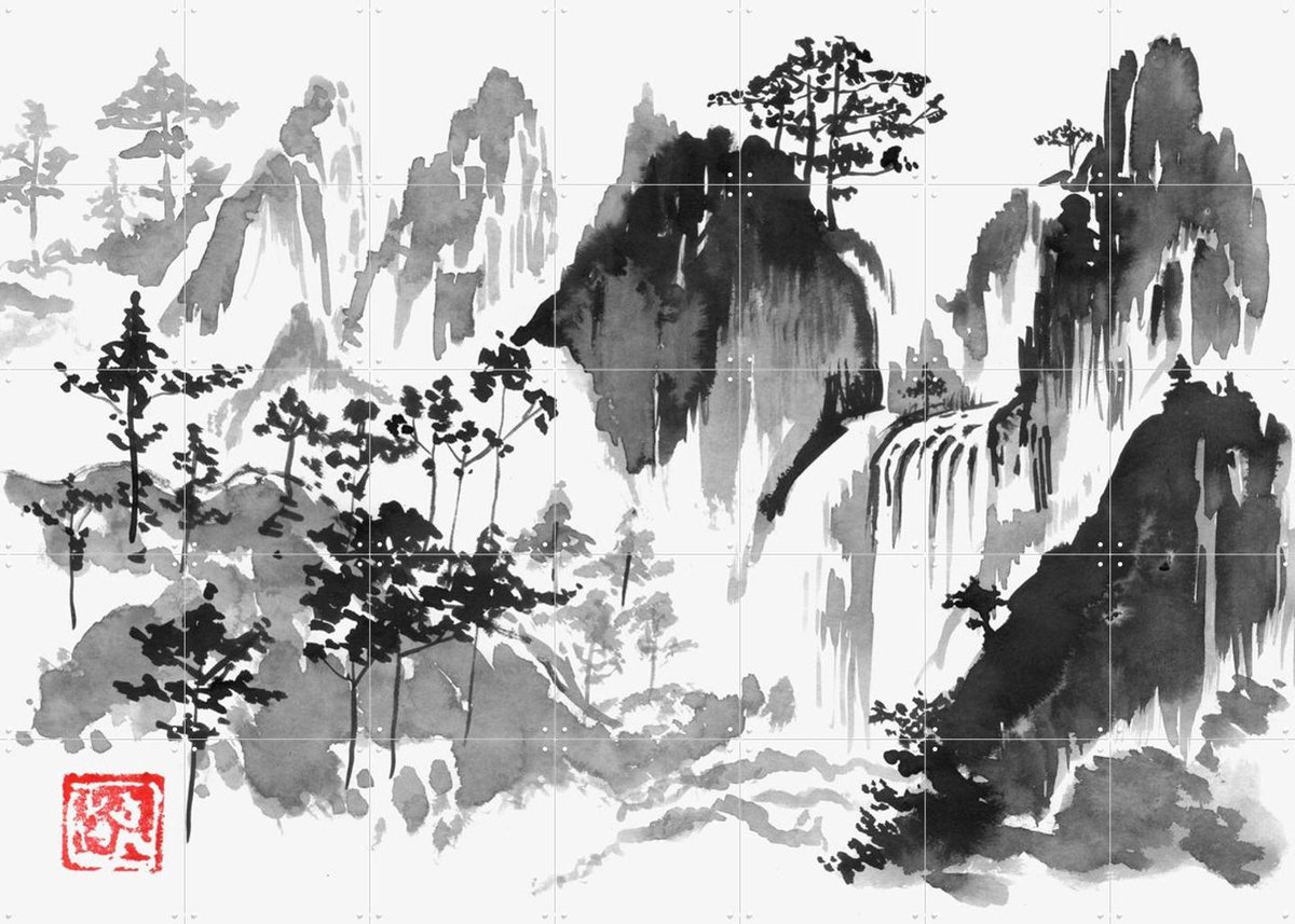 IXXI The Fall, Péchane - 140 x 100 cm - Gratis ophangtool - Grote wanddecoratie en posters - Illustraties, Naturalisme, Ukiyo-e, Gang, Slaapkamer