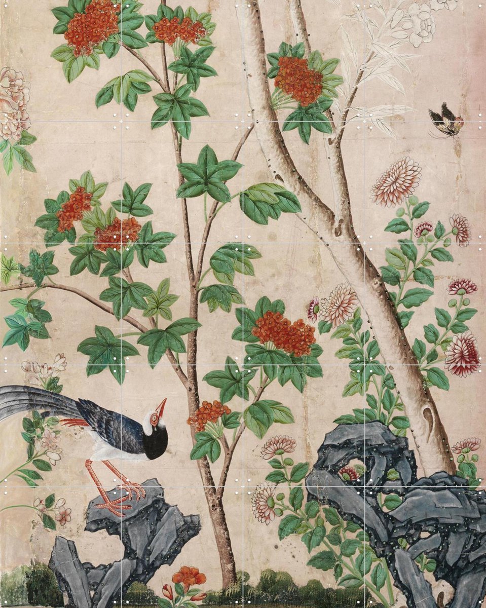 IXXI Panel of a Chinese Wallpaper II, Victoria and Albert Museum - 80 x 100 cm - Gratis ophangtool - Grote wanddecoratie en posters - Illustraties
