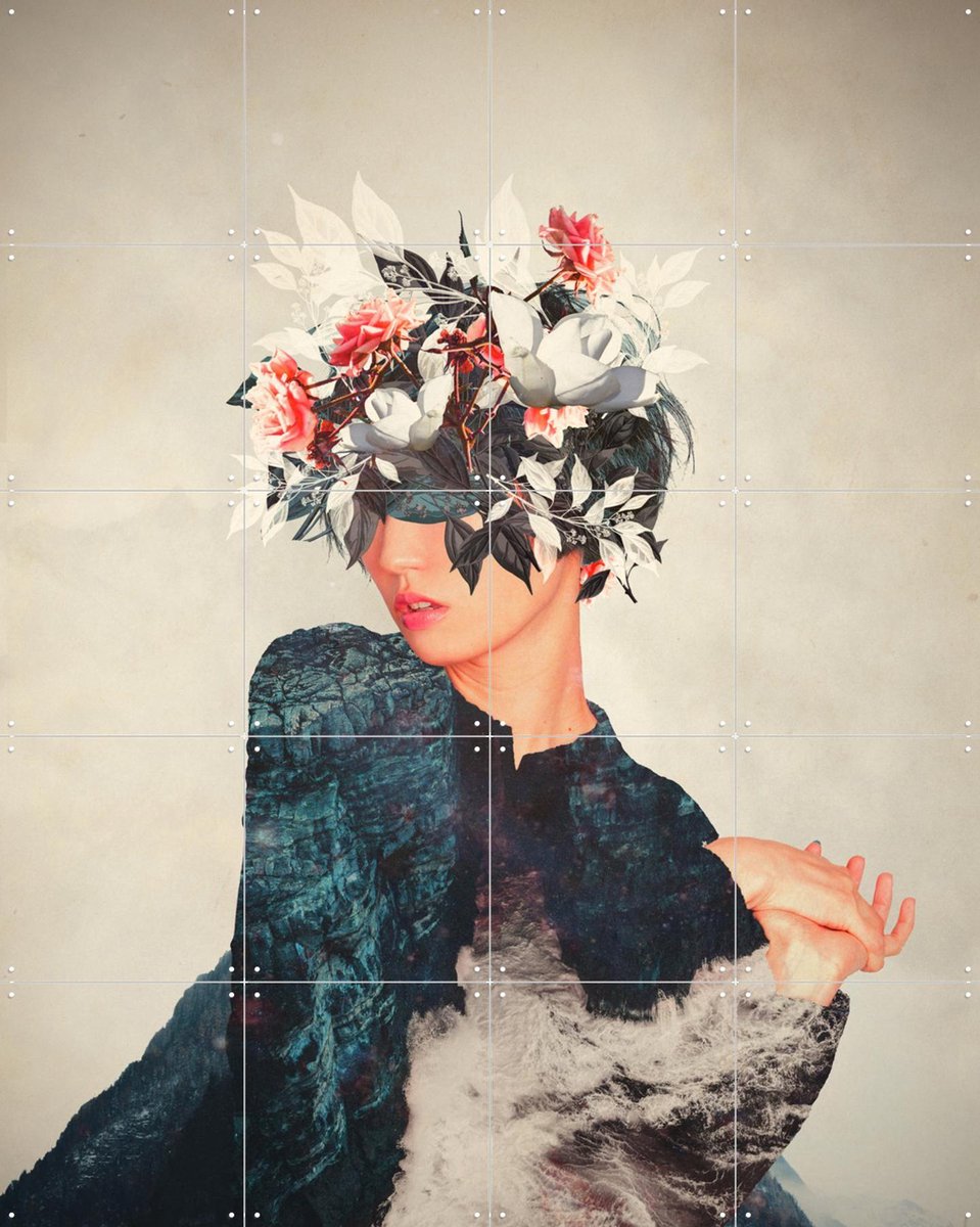 IXXI Kumiko, Frank Moth - 80 x 100 cm - Gratis ophangtool - Grote wanddecoratie en posters - Vintage, Digitale Kunst, Collage, Slaapkamer, Woonkamer