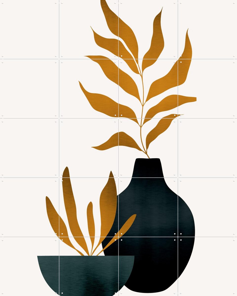 IXXI Autumn Flowers, Kubistika - 80 x 100 cm - Gratis ophangtool - Grote wanddecoratie en posters - Decoratieve kunsten, Minimalisme, Illustraties