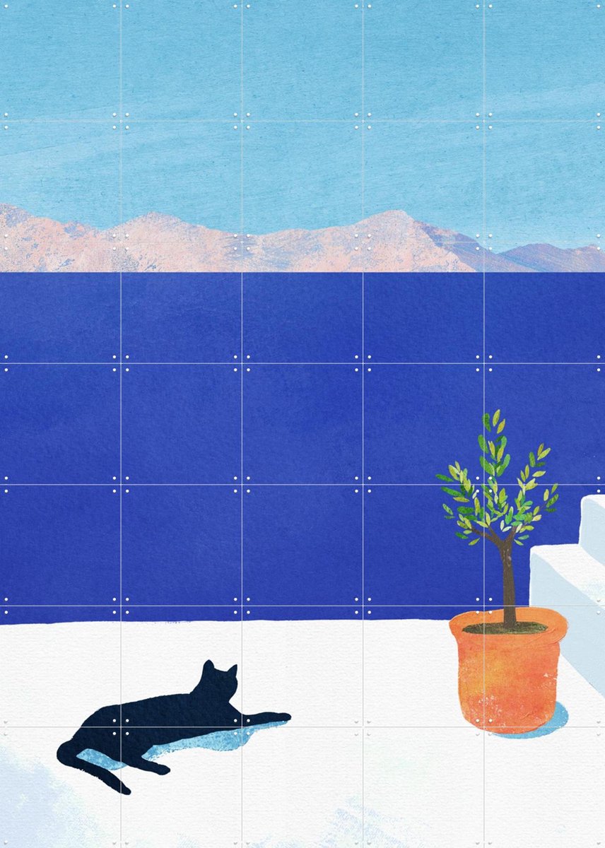IXXI Cat Siesta, Henry Rivers - 100 x 140 cm - Gratis ophangtool - Grote wanddecoratie en posters - Illustraties, Speels, Digitale Kunst, Grafisch