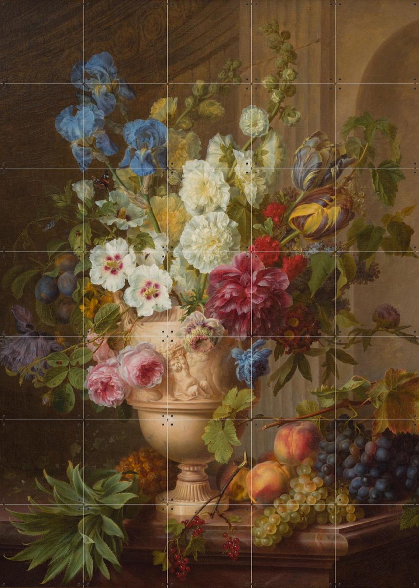 IXXI Bloemen in een albasten vaas en vruchten op een marmeren blad, Gerard van Spaendonck & Het Noordbrabants Museum - 100 x 140 cm - Gratis