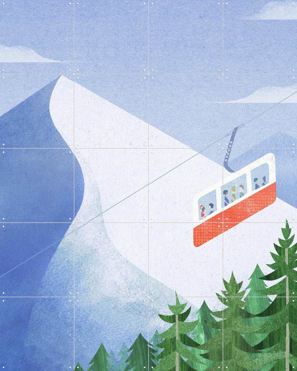 IXXI Alps, Henry Rivers - 80 x 100 cm - Gratis ophangtool - Grote wanddecoratie en posters - Digitale Kunst, Speels, Illustraties, Mancave, Woonkamer