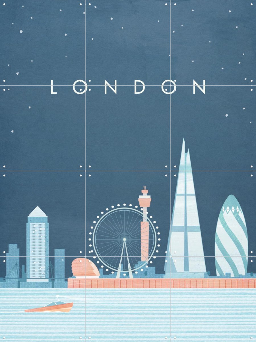 IXXI London, Henry Rivers - 60 x 80 cm - Gratis ophangtool - Grote wanddecoratie en posters - Illustraties, Geometrische Kunst, Grafisch Ontwerp