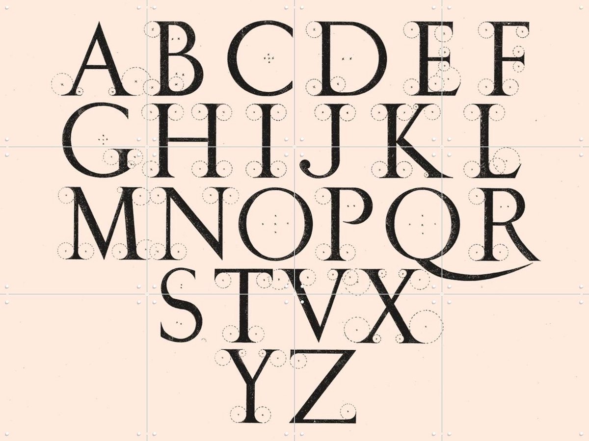 IXXI Alphabet Capitals, Aster Edition - 80 x 60 cm - Gratis ophangtool - Grote wanddecoratie en posters - Minimalisme, Grafisch Ontwerp, Typografie