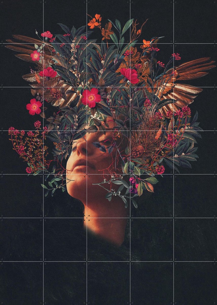 IXXI Kissing Rosa, Frank Moth - 100 x 140 cm - Gratis ophangtool - Grote wanddecoratie en posters - Collage, Digitale Kunst, Gemengde Technieken