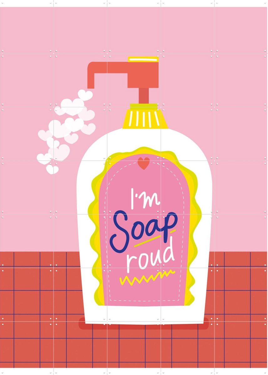 IXXI I'm Soap Roud, Jetske Kox - 100 x 140 cm - Gratis ophangtool - Grote wanddecoratie en posters - Grafisch Ontwerp, Pop art, Kleurrijk, Speels