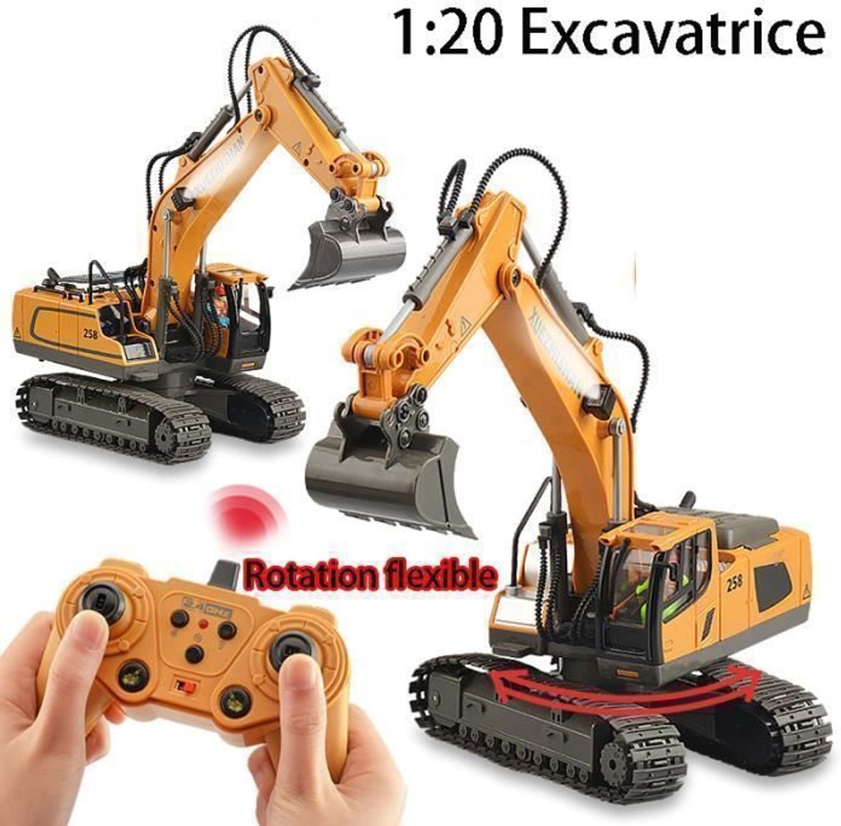 RC Graafmachine Speelgoed - Bestuurbare Graafmachine voor Kinderen & Zandbak - Vrachtwagen Voertuigen Afstandbestuurbaar - Tractor Buitenspeelgoed - Bestuurbaar Kraan Jongens Meisje - Afstandsbestuurbaar Elektrisch Robot Auto Afstandsbediening — afbeelding 3