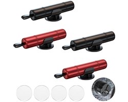 4 stuks - Ruitenbreker - Veiligheidshamer - Gordelsnijder - 2-in-1 autoveiligheidshamer - Inclusief testglas, zelfklevende houder - Nooduitgang Gereedschap - Draagbare auto-reddingstool - Auto-ontsnappingstool - Vluchtveiligheidshamer - rood, zwart