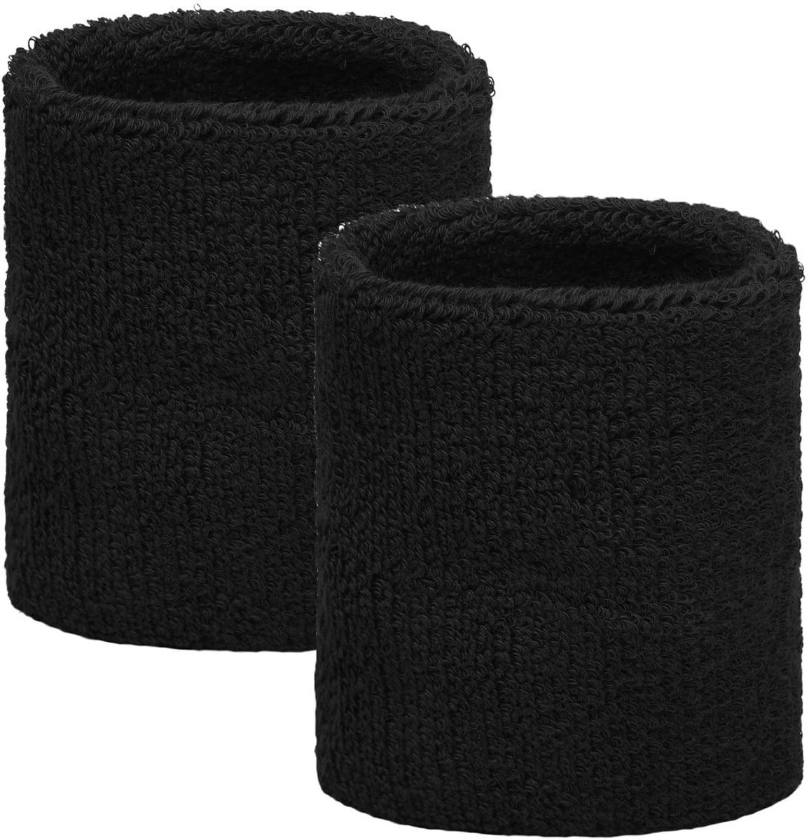 Okado Pols Zweetbandjes 2 stuks – Unisex sport zweetbanden – Katoen/elastaan – 8x8 cm – Absorberend & elastisch – Voor fitness, tennis, basketbal – Zwart