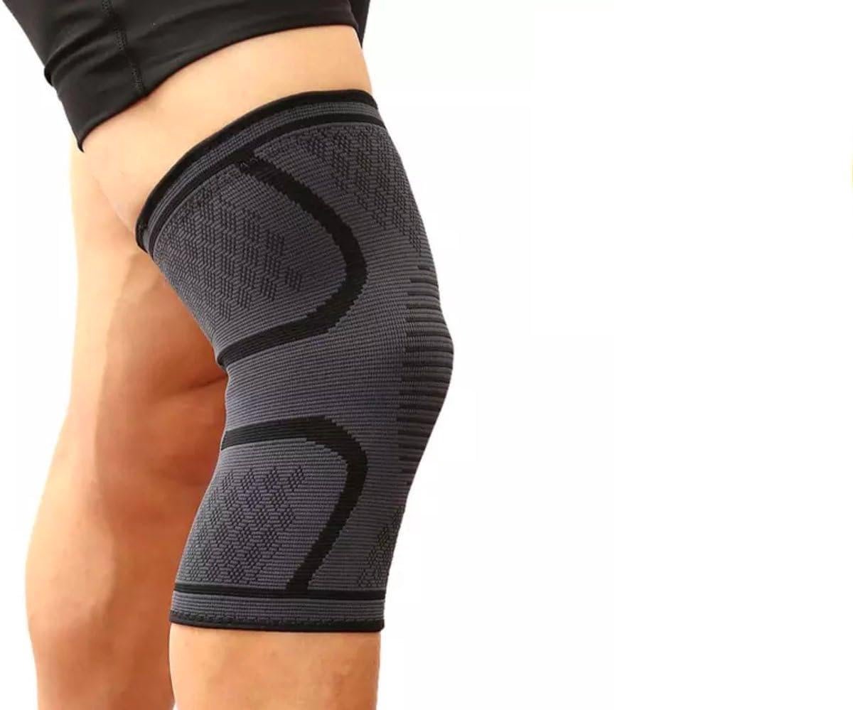 Okado Kniebrace Kniebandage M Zwart/Grijs – Compressie Knie Sleeve – Elastisch en Ademend – Voor Sport, Werk en Herstel – Unisex