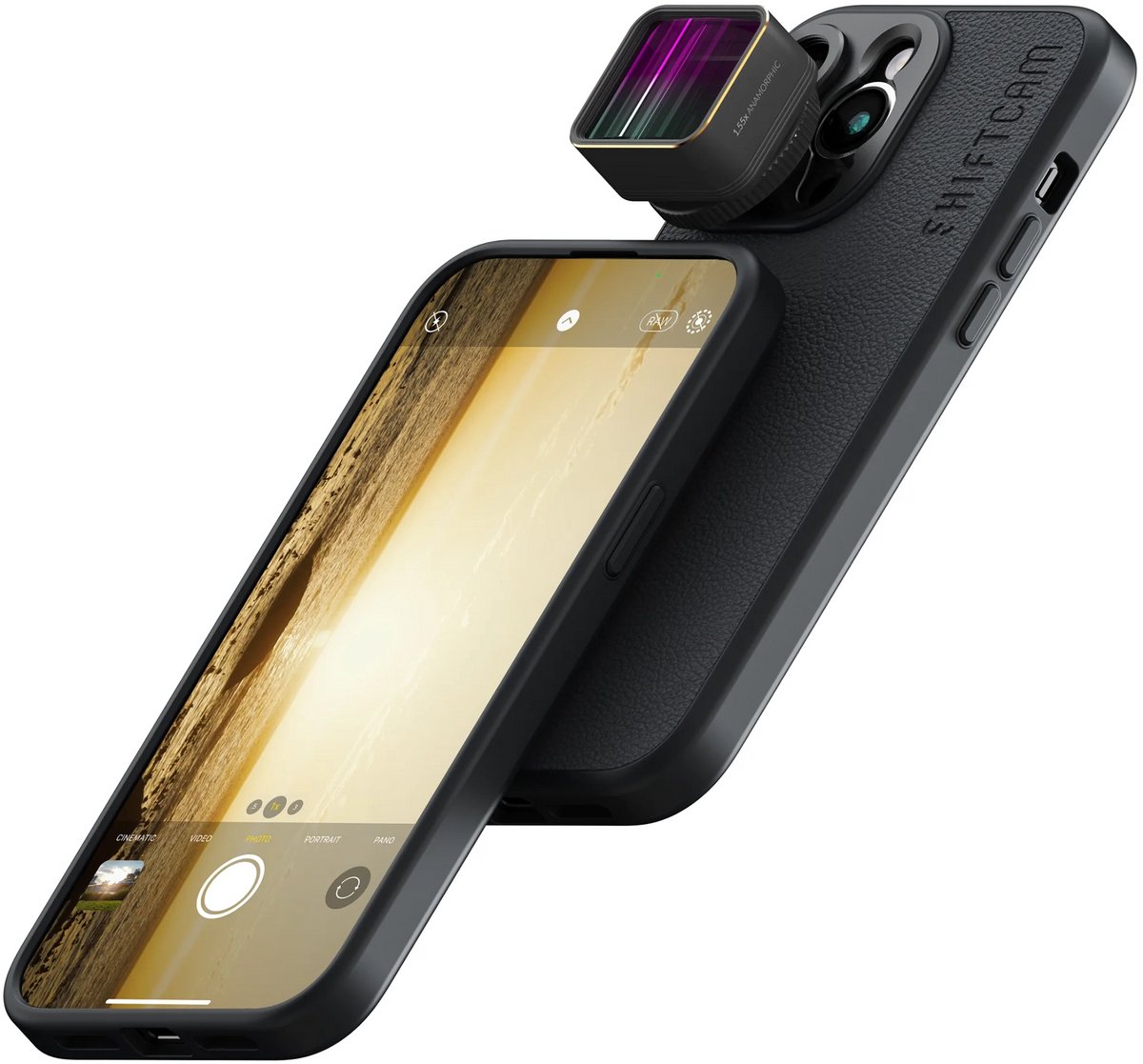 Shiftcam LensUltra 1.55x Anamorphic – Cinematografische Ultrabrede Video – Kenmerkende Anamorfe Flare – Fluorietoptiek voor Beeldhelderheid en Kleurnauwkeurigheid - Zwart
