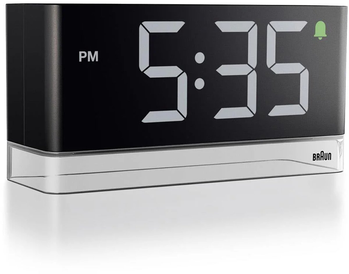 Braun BC27B - Wekker - Digitaal - LED-display - Nachtverlichting - Instelbaar nachtlampje - Snooze - Automatische helderheid - 12/24H - Zwart - Transparant