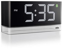 Braun BC27B - Wekker - Digitaal - LED-display - Nachtverlichting - Instelbaar nachtlampje - Snooze - Automatische helderheid - 12/24H - Zwart - Transparant