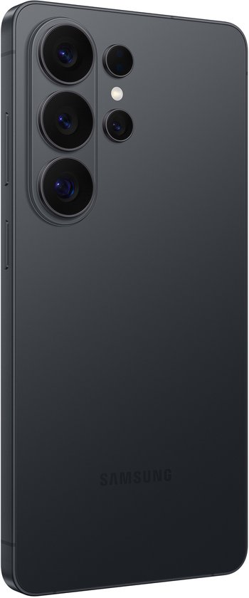 Zwarte Samsung smartphone, achterkant met vier camera's.
