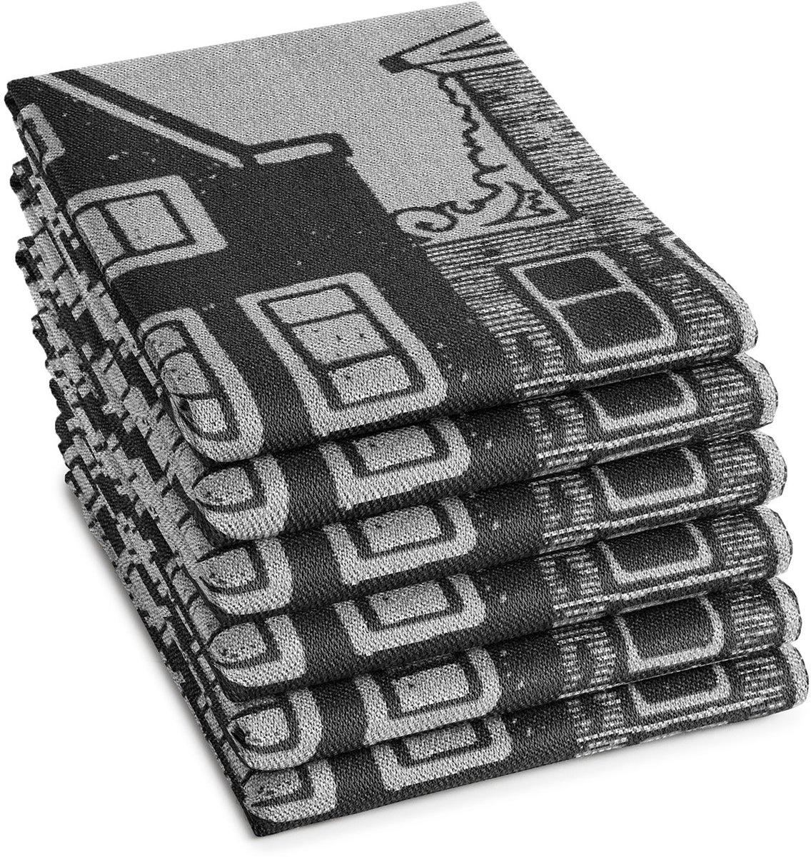 DDDDD - 6x Theedoek - Baxter - 60x65 cm - Zwart - Set van 6 stuks