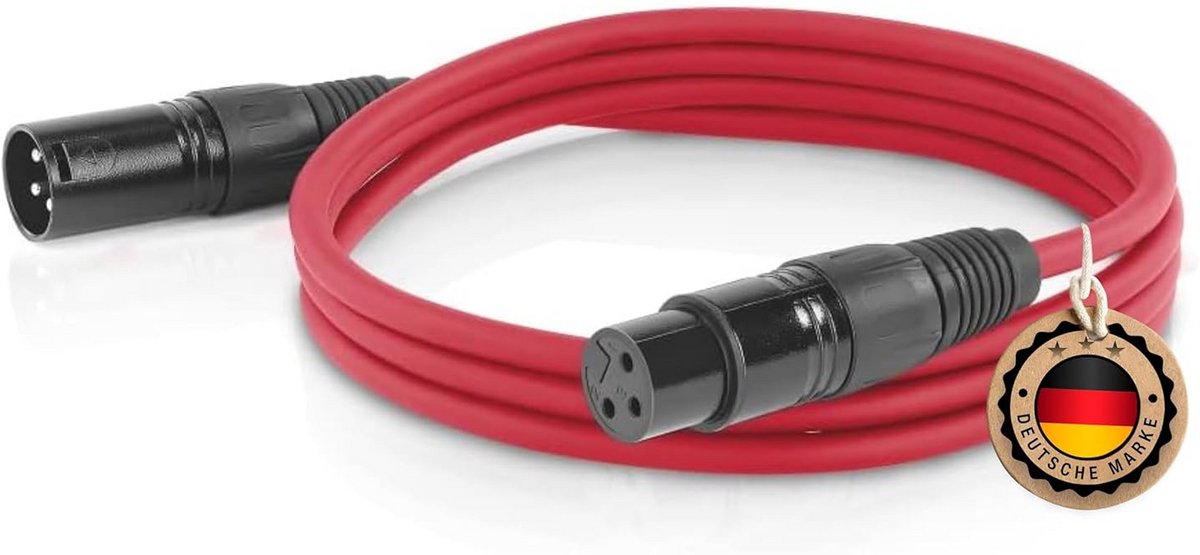 Symmetrische XLR Audiokabel 3 meter Microfoonkabel DMX OFC-Koper Rood