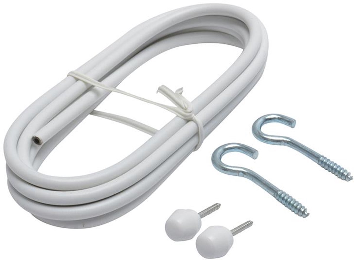 Intensions spiraaldraad set - 150 cm - wit - inclusief 2 knoppen en haken