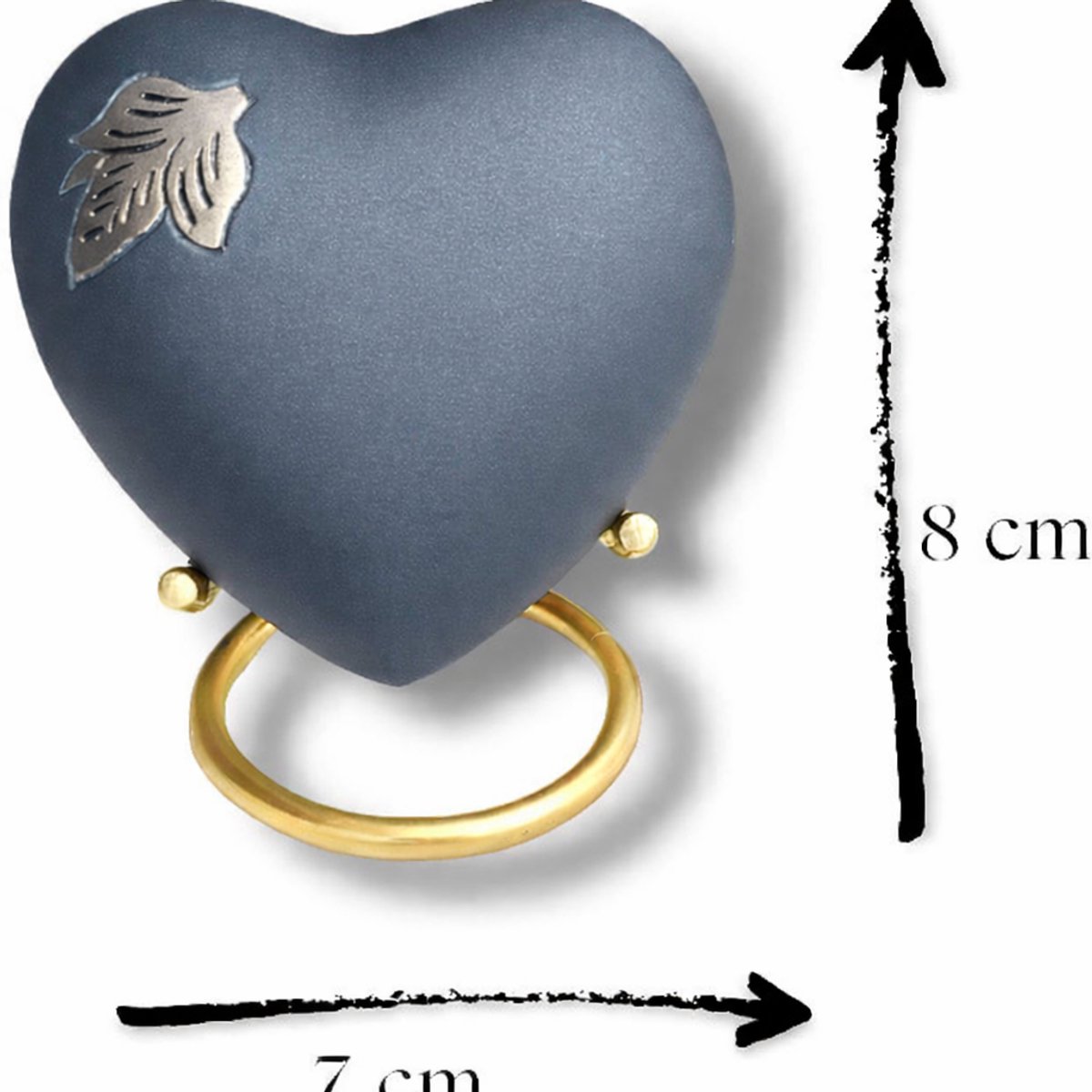 Mini urn hart blauw | urn messing blad | blauwe mini urn | Mini urn | Crematie urn | Hartjes urn | Urnen | Urn | Mini urn | Mini-urnen | mini urne | Mini urn hart |