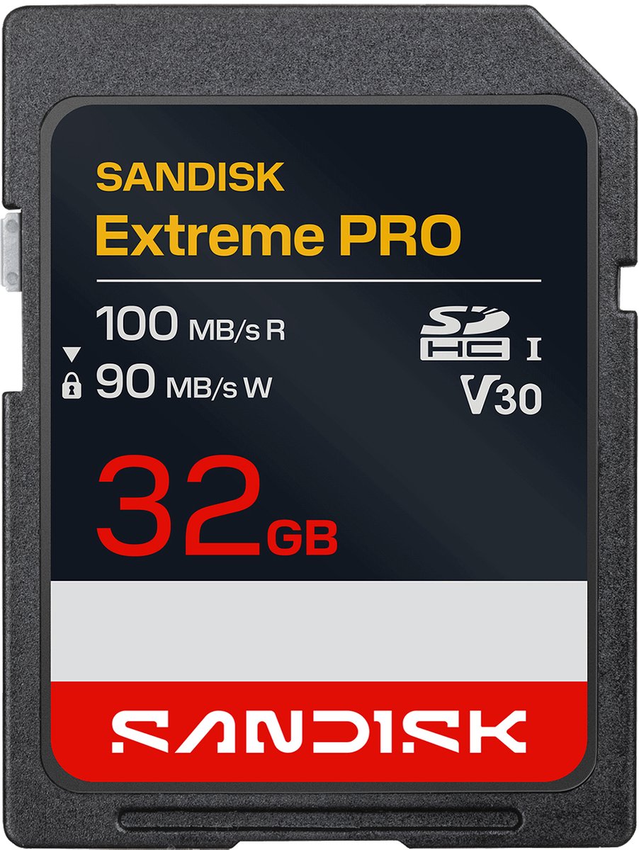 SanDisk SDHC Extreme PRO 32GB (UHS-I, V30, U3, R100 MB/s / W90MB/s, 4K UHD)