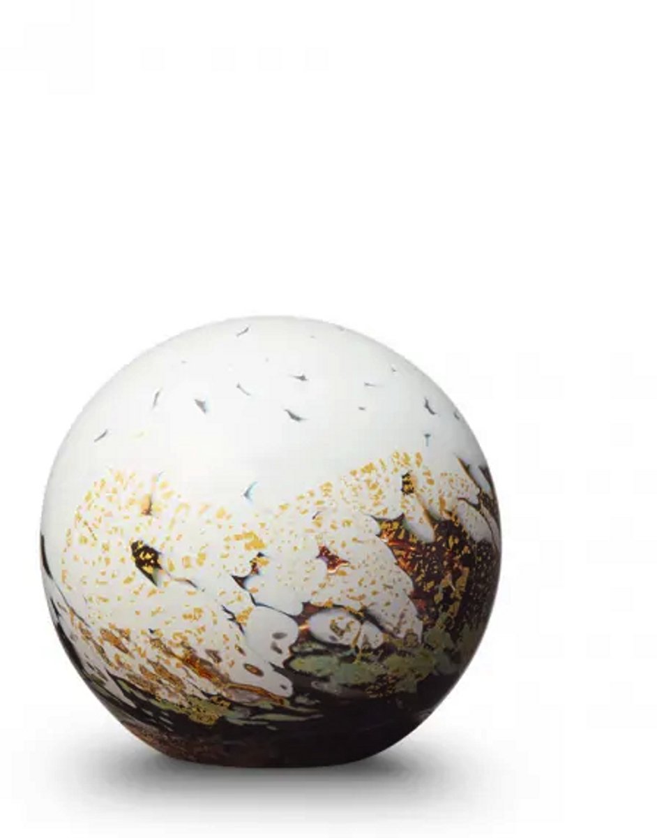 Urn-Glas-Eturnal Elegance-line-Glasobject-deelbewaring-Bol–Glazen-Mini-urn-voor as-Kunst-Gedenkstuk Gold door u zelf te vullen urn voor crematie-as - bolurn deelbestemming as in glas 8 CM hoog inhoud 100ML