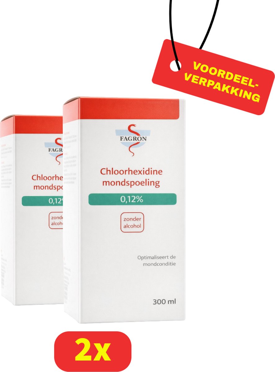 Fagron Chloorhexidine mondspoeling 0.12% - 2 x 300 Milliliter - Voordeelverpakking