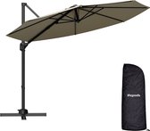LifeGoods Zweefparasol - 6 Standen - 360° Draaibaar - Rond Ø295 cm - Inclusief Beschermhoes - Taupe