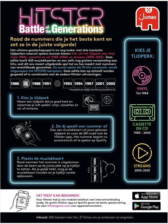 Hitster - Battle of the Generations - Nederlandstalig Partyspel - Actiespel - Muziekspel