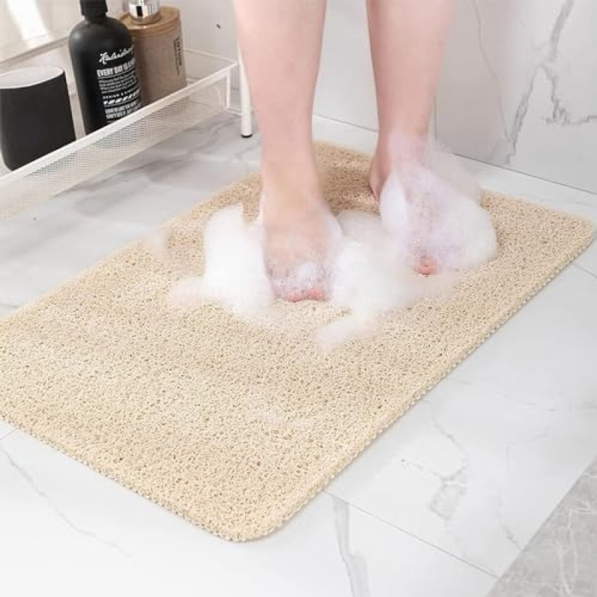 PromoHome Antislip Douchemat - Zachte Badkamermat met Massage-effect - 40x80 cm - Lichtbruin