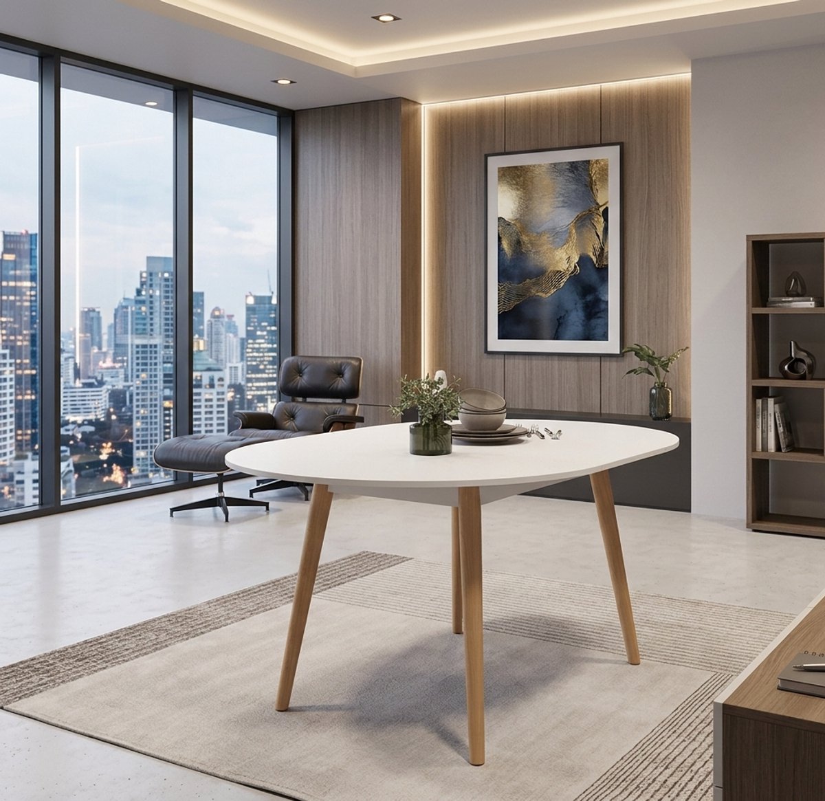Scandinavische Uitschuifbare Eettafel Angela 110-150 cm - Modern Design Tafel van Samengesteld Hout - Perfect voor Woonkamer, Keuken of Eetkamer, Casa Serena – 150 cm – Casa Dorada