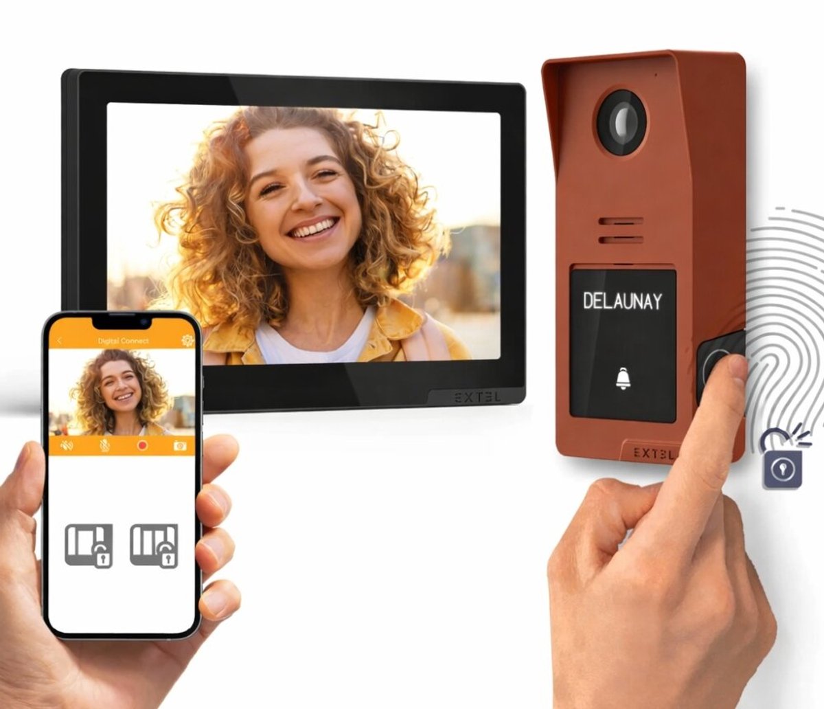 Extel 720335-TC Digital Connect bedrade video intercom met vingerafdruklezer - terracotta
