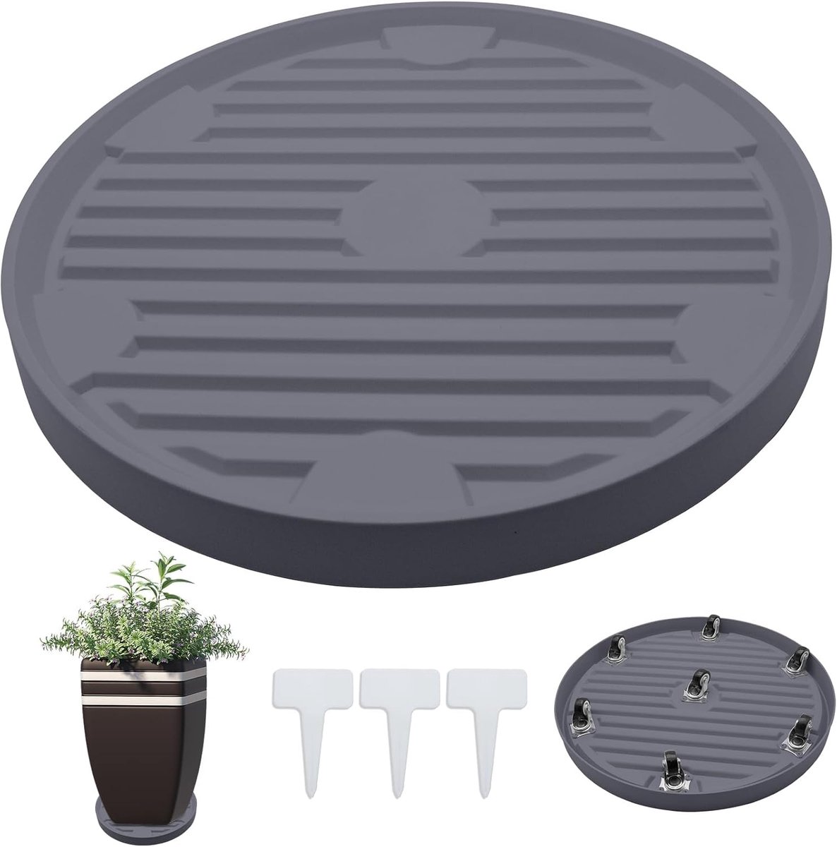 Plantentrolley op wieltjes - plantenonderzetter - Plantentrolley - Voor binnen en buiten - draagvermogen tot 120 kg - Grijs - 37 - 40 cm - van Imperatoris