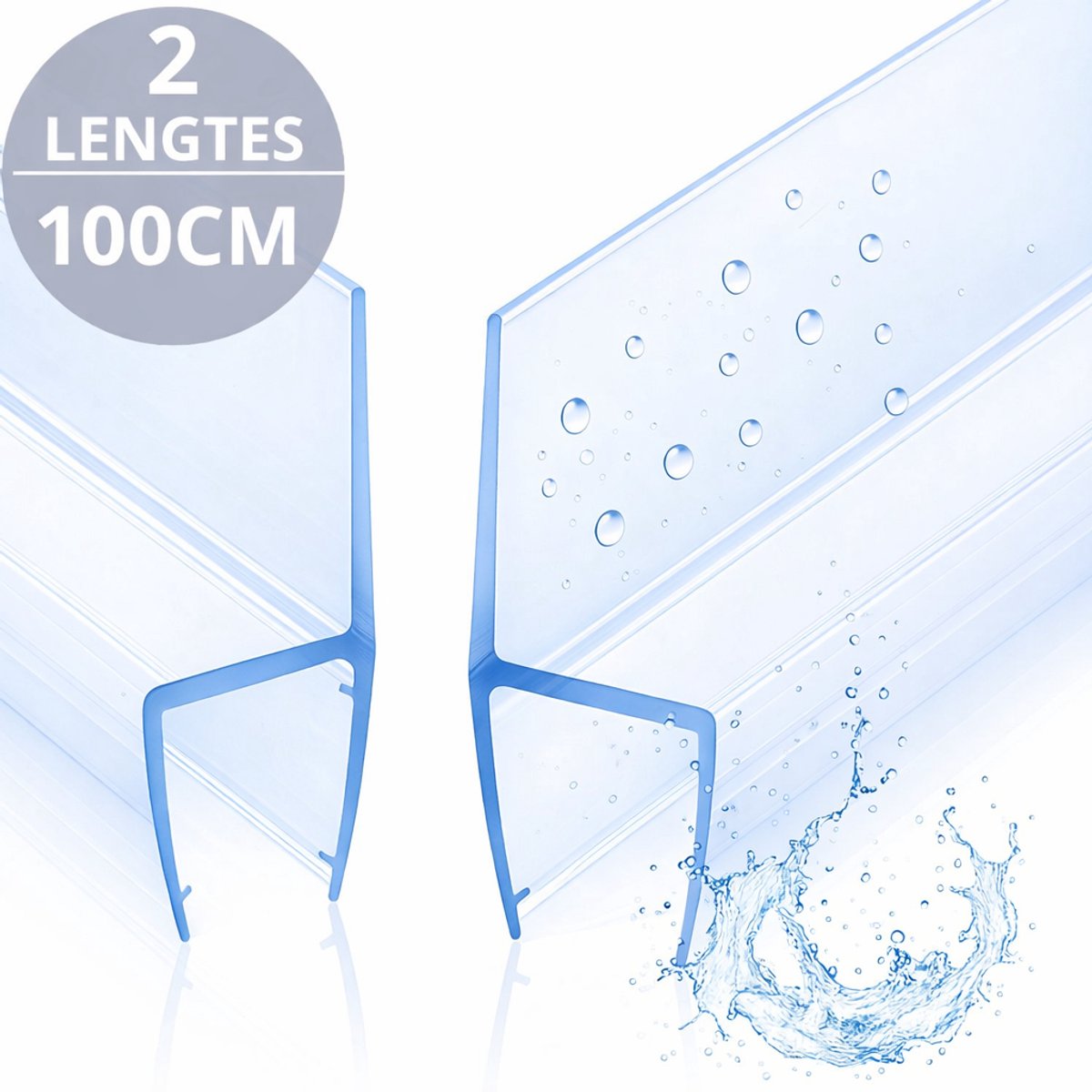 Vestifex® Douchedeurafdichting met Waterkering - Douchestrip - Waterstopper Douche - Lekdorpel - Lekstrip Geschikt voor Glas van 6 tot 8 mm - Verticaal en Horizontaal
