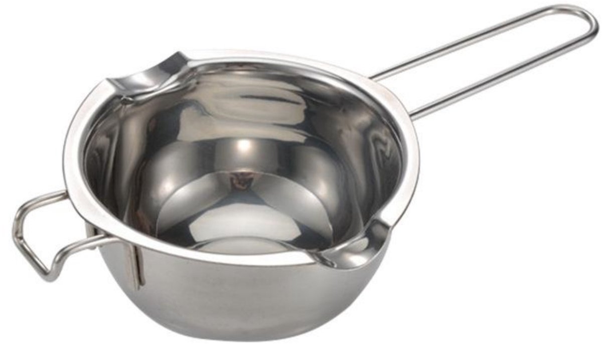 GELLDG Smeltpan - Chocoladefondue smeltpan - Met handvat - Roestvrijstalen smeltpan voor wax - Geschikt voor het smelten van chocolade, suiker, boter, kaas en karamel - 600 ml