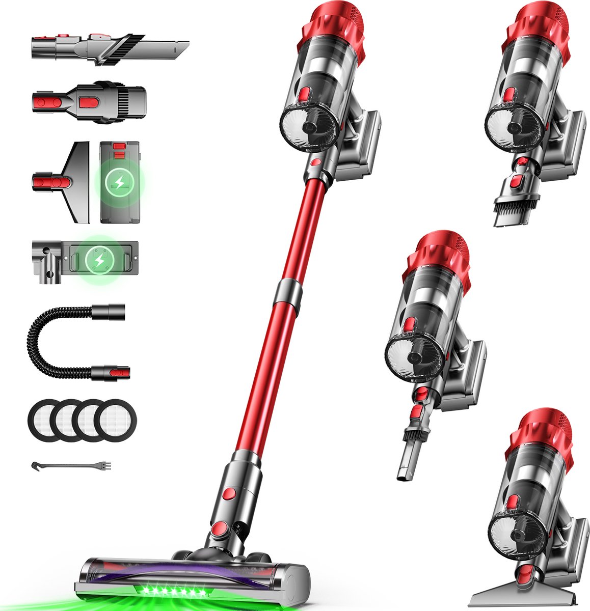 AUTHMIC Steelstofzuiger - Steelstofzuiger Draadloos - 65.000Pa Zuigkracht - Borstelloze Motor - 70 Min Accuduur - HEPA Filter - LED Vloerborstel - Grote Stofcontainer