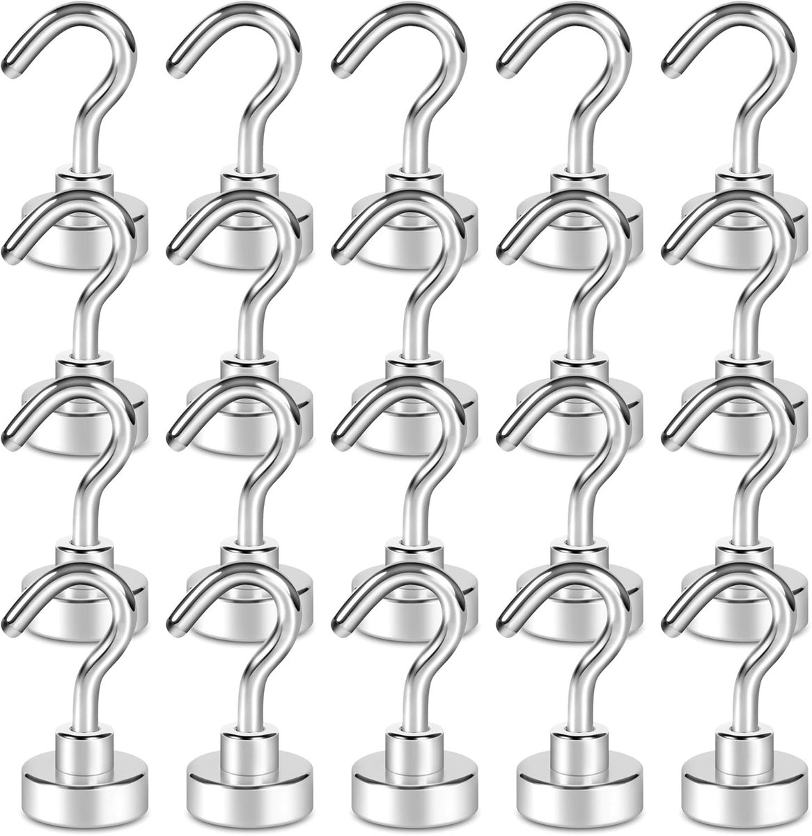 Killogood Een set van 20 magnetische haken - met een gewicht van meer dan 1,5 kg en sterke magneten - kan worden gebruikt als koelkasthaken - stevige plafondhaken en magnetische haken.