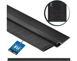 KOTARBAU® Deurborstel, PVC, 1 m, Zwart, 45 mm, Borstelafdichting, Tochtstrip met Borstel, Tochtstrip Onderkant Deur, Deurborstel Nylon, Deurstrip Tegen Ongedierte, Zelfklevend