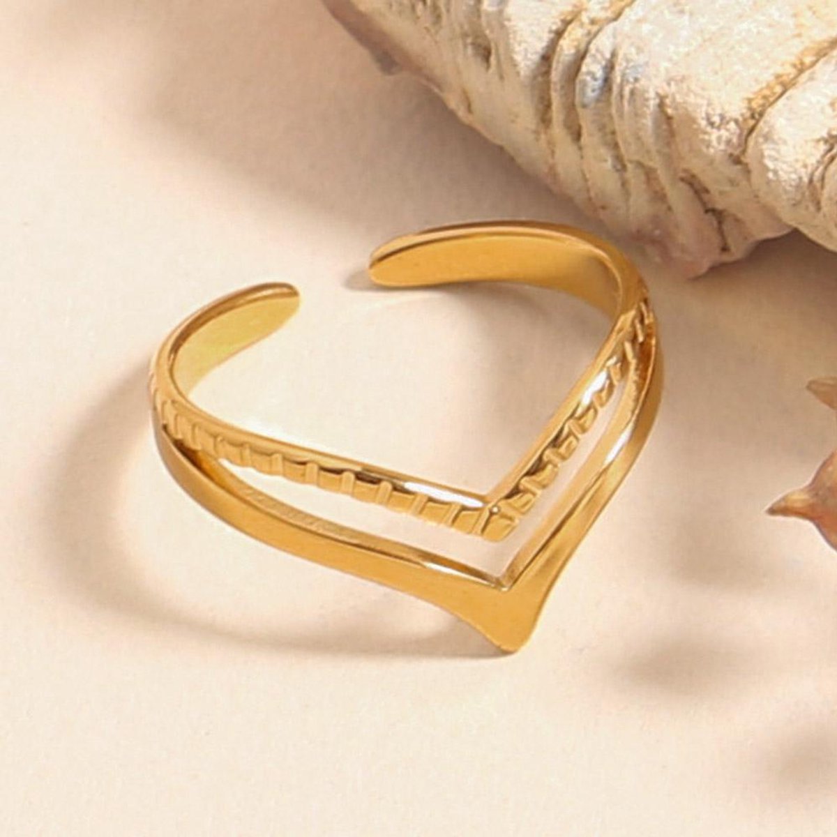 Ring Si Amor Sieraden RW0672-G Roestvrij Staal Kleur Goud