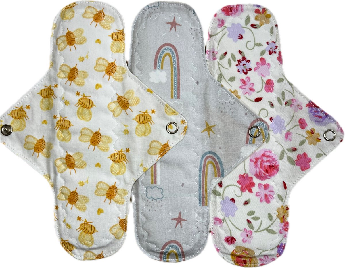 Fancy Sew - Wasbare inlegkruisjes - 3 stuks - Bloemetjes en bijtjes