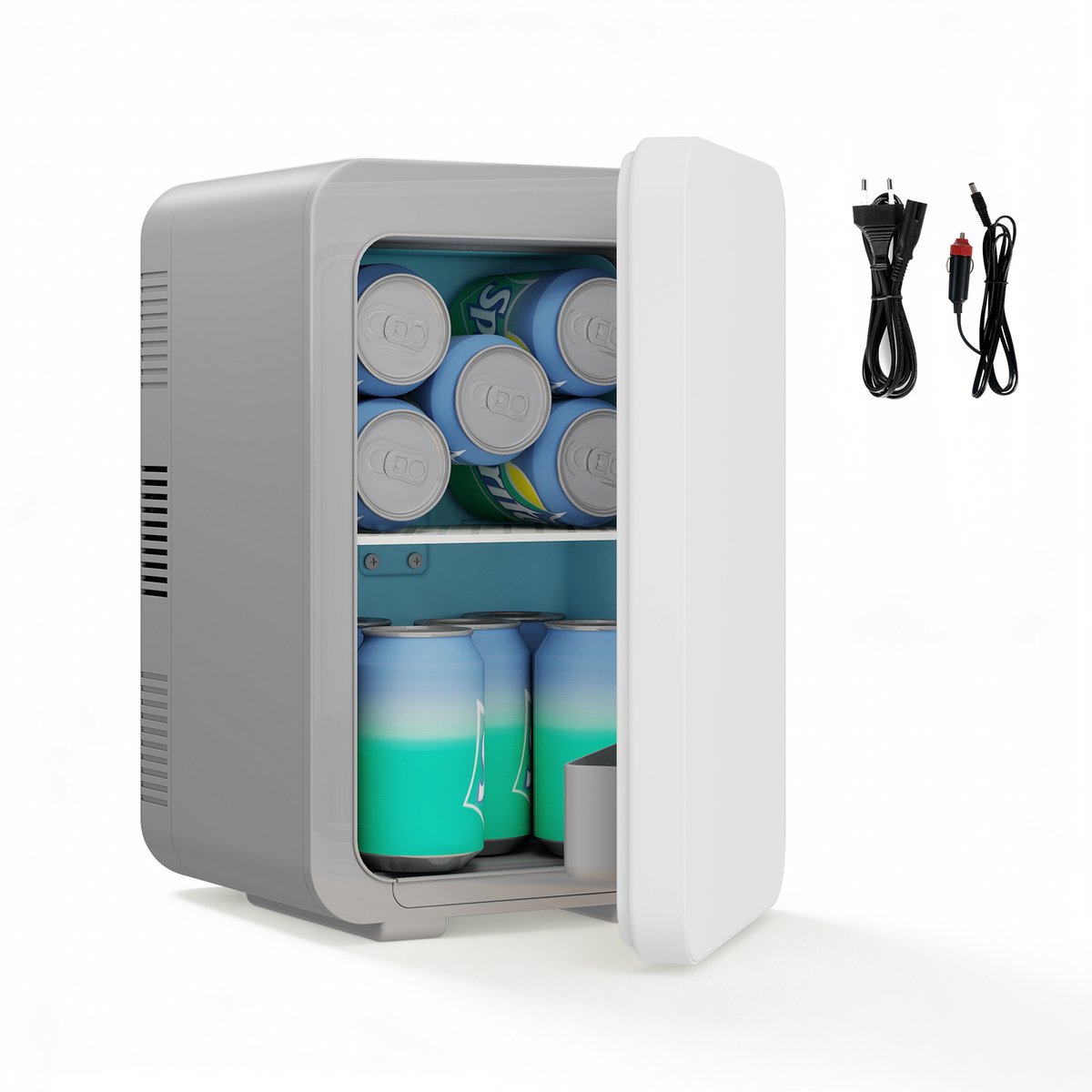 Puluomis - Mini koelkast 10L - Skincare & make-up fridge - 12V & 220V - Koel & warm - Auto koelkast - Compact - Ggrijs